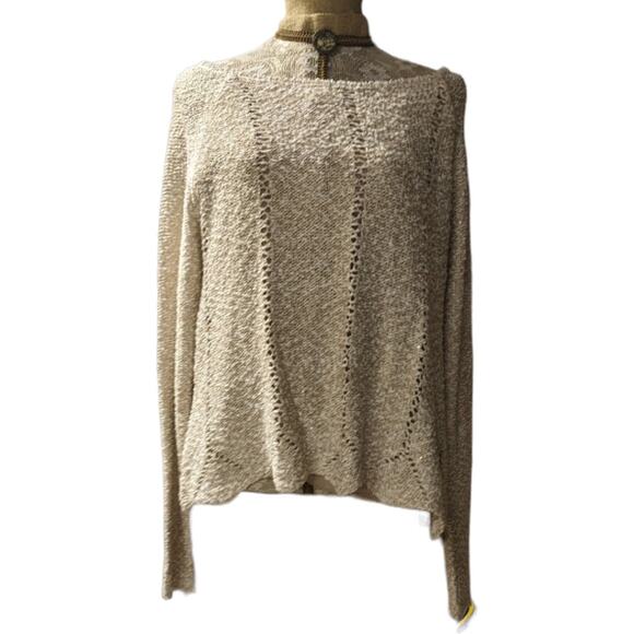 Simply Couture sequin crochet sweater with chiffon shirttail - Picture 1 of 5